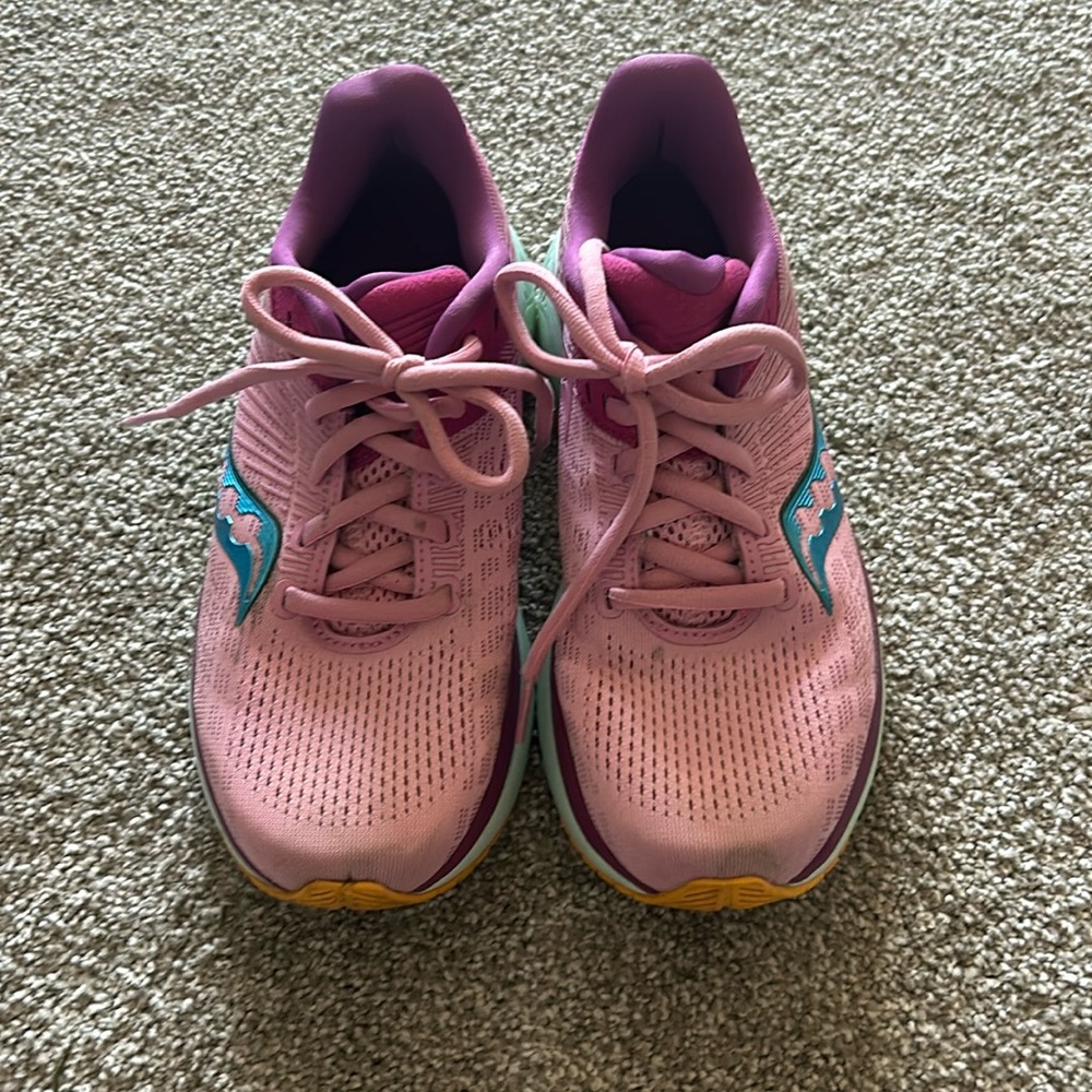 Saucony PwrRun running shoes. Less than 10 miles on them